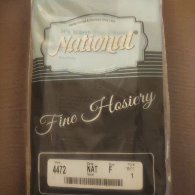 Vintage Pair National Fine Hosiery Stocking Color Natural Size F Style 4472 USA